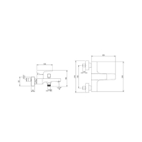 Baterie cadă-duș Villeroy&Boch, Architectura Square, montaj pe perete, brushed nickel