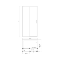 Cabină de duș Fluminia, Iris Gold 100x80 cm, formată din perete fix și ușă culisantă, profil brushed gold