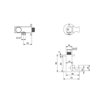 Cot racord Villeroy&Boch, Universal Showers, rotund cu suport duș, brushed nickel