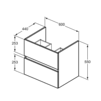 Mobilier pentru lavoar Ideal Standard, Eurovit 60, 2 sertare soft close, gri mat