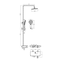 Set de duș LaVita, Coral, cu baterie termostatată, pălărie duș rotundă, bără și furtun, 3 jeturi, crom