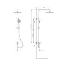 Set de dus LaVita, Verdi, cu pălărie rotundă, bară și furtun, 5 jeturi, brushed gold