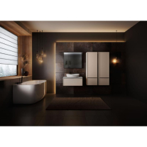 Mobilier suspendat Kolpasan, Orphia 100, riflat, cu blat din Kerrock, 1 sertar, light grey