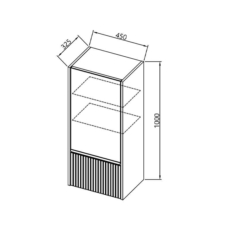 Dulap înalt suspendat Kolpasan, Orphia 100, front riflat, 1 ușă, 1 sertar, graphite black