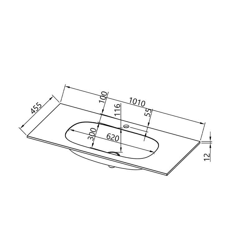 Lavoar Kerrock pentru mobilier Kolpasan, Storia 101 cm, cu ventil click-clack, alb