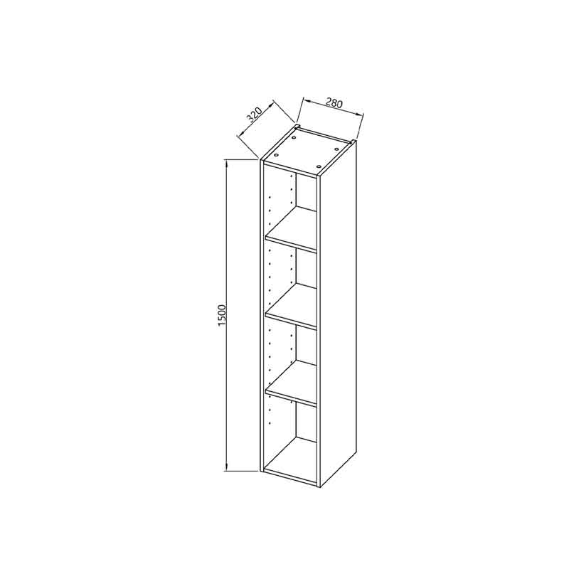 Raft deschis cu polițe Kolpasan, Storia, h 150 cm, alb
