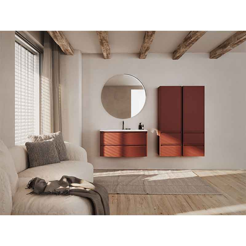 Set mobilier baie suspendat Kolpasan, Joy 60 cm, cu lavoar Cast Marble, ceramic red