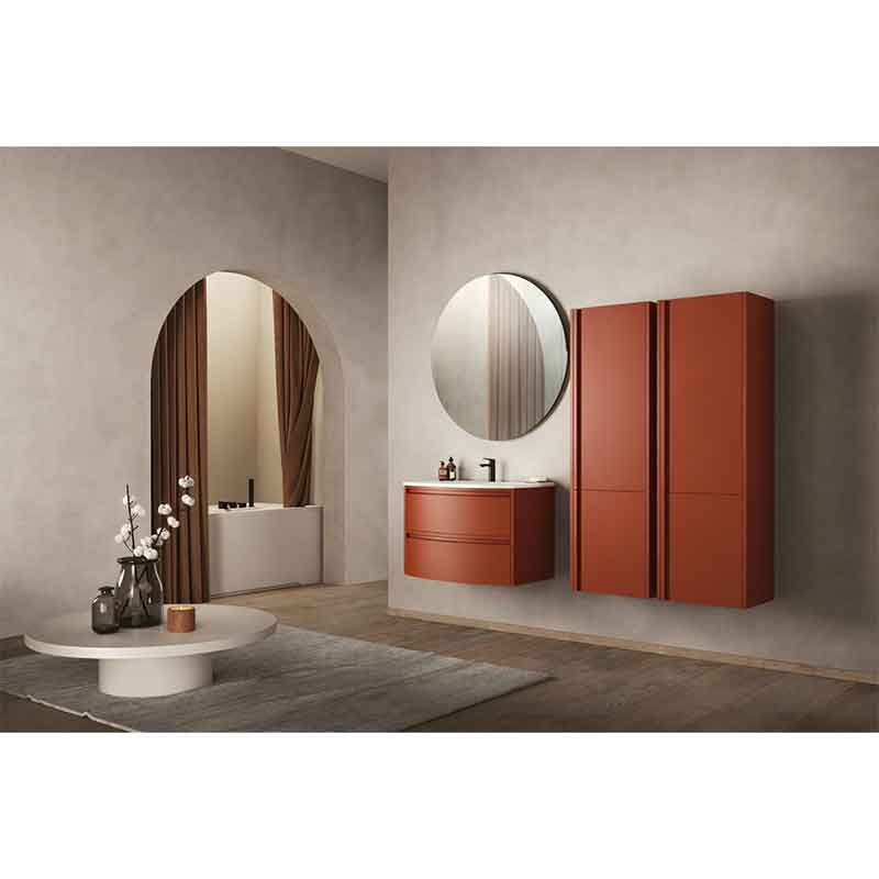 Set mobilier baie suspendat Kolpasan, Joy 60 cm, cu lavoar Cast Marble, ceramic red