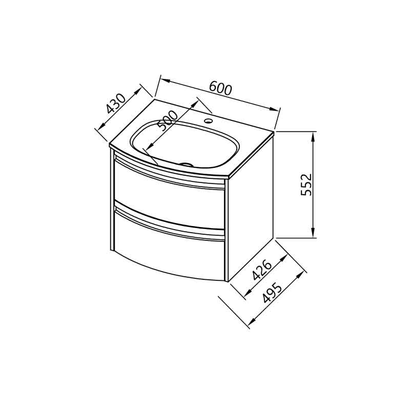 Set mobilier baie suspendat Kolpasan, Joy 60 cm, cu lavoar Cast Marble, ceramic red