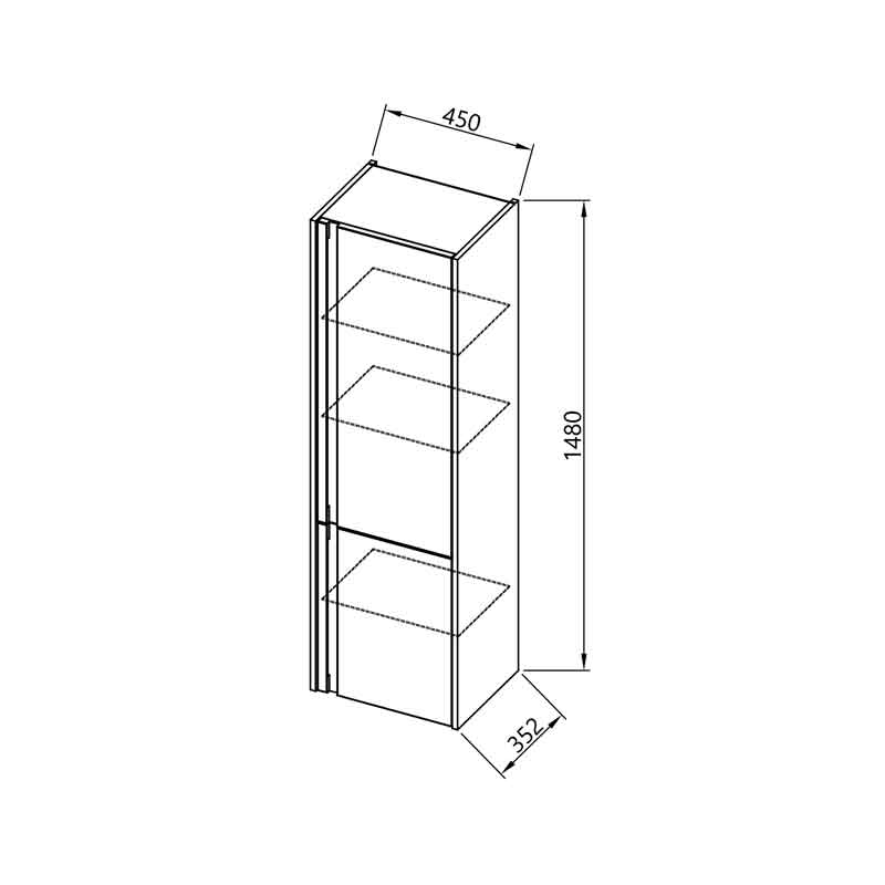Dulap înalt suspendat Kolpasan Joy, h148 cm, 2 uși, light grey