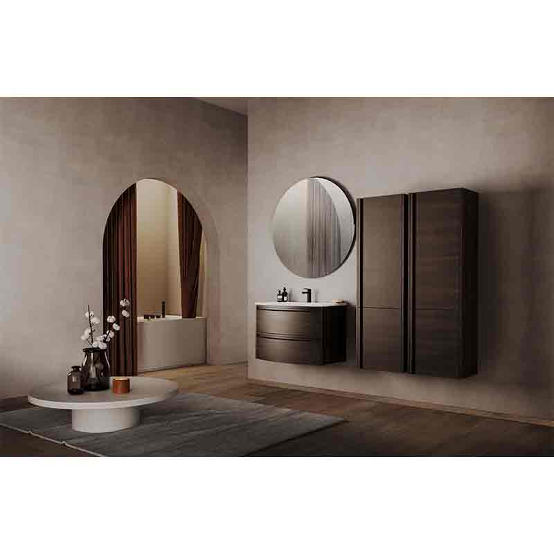 Set mobilier baie suspendat Kolpasan, Joy 100 cm, cu lavoar Cast Marble, dark oak