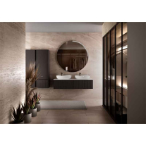 Dulap înalt suspendat Kolpasan, Orphia 140, front riflat, 1 ușă, 1 sertar, graphite grey