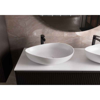 Lavoar pe blat Kolpasan, Demi 560 ON, din Kerrock, formă organică, alb