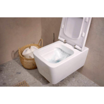 Vas WC suspendat Hansgrohe, EluPura Q, cu spălare AquaFall Flush, 54x36 cm, alb