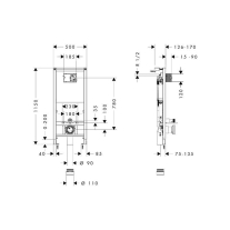  Ramă de montaj Hansgrohe, iFrame Universal, cu rezervor încastrat, pentru instalări în ghips-carton