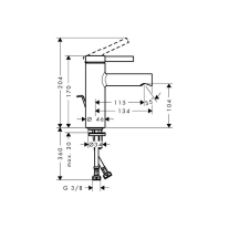 Baterie de lavoar cu ventil pop-up Hansgrohe, Zezis S 100 Coolstart, crom