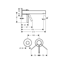 Baterie încastrată de lavoar Hansgrohe, Zesis S, pipă 19.4 cm, crom