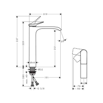  Baterie înaltă de lavoar Hansgrohe, Vivenis 250 CoolStart, fără ventil, bronz mat