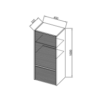 Dulap înalt suspendat Kolpasan, Orphia 100, front canelat,1 ușă, 1 sertar, acacia