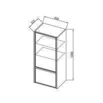 Dulap înalt suspendat Kolpasan, Orphia 100, 1 ușă, 1 sertar, light grey