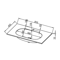 Lavoar Kerrock pentru mobilier Kolpasan, Storia 81 cm, cu ventil click-clack  alb