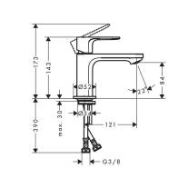 Baterie pentru lavoar Hansgrohe Rebris S 80 CoolStart, fără ventil, crom