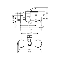 Baterie cadă-duș Hansgrohe Zesis S, montaj pe perete, negru mat