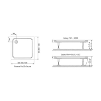 Cădiță de duș din compozit Ravak Perseus Pro Chrome, 100 x 100 cm, albă