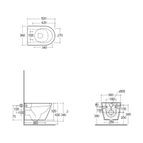 Vas WC suspendat rimless RAK Feeling, cu fixare ascunsă, 52x36 cm, greige mat