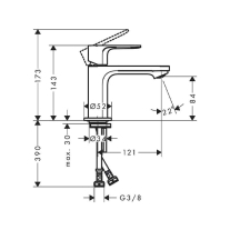  Baterie lavoar Hansgrohe Rebris E 80 CoolStart, fără ventil, crom