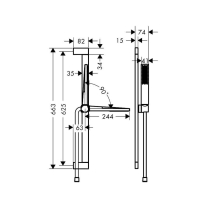 Set de duș Hansgrohe Pulsify E 100 1 jet EcoSmart, bară 65 cm, furtun 160 cm, crom