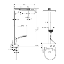 Coloană de duș termostatată Hansgrohe Rainfinity 360 ShowerTablet 350, 1 jet, crom