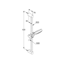  Set de duș Kludi Dive S 3S, 3 jeturi, bară 60 cm, furtun 160 cm, crom