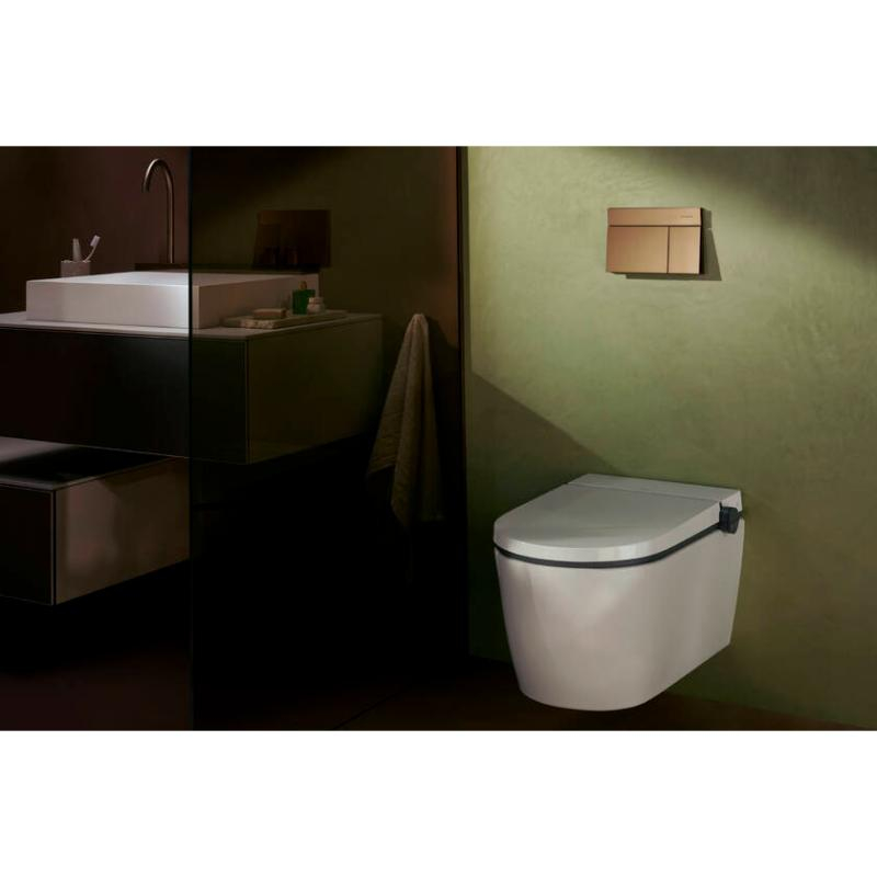 Set vas WC suspendat Hansgrohe LavaPura Element S, AquaHelix Flush, cu funcție de bideu cu telecomandă, alb