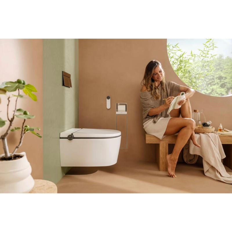 Set vas WC suspendat Hansgrohe LavaPura Element S, AquaHelix Flush, cu funcție de bideu cu telecomandă, alb