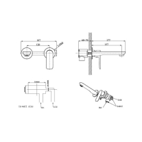 Baterie încastrată pentru lavoar LaVita Scala, pipă 177 mm, corp încastrat inclus, crom