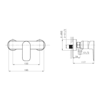 Baterie pentru duș LaVita Scala, montaj pe perete, brushed gold