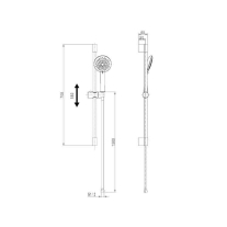 Set de duș LaVita Verdi cu bară 70 cm și furtun 150 cm, negru mat
