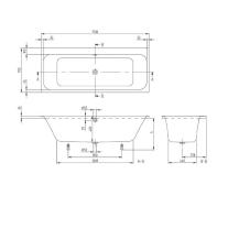 Cadă dreptunghiulară Villeroy & Boch Architectura 170 x 75 cm, alb alpin