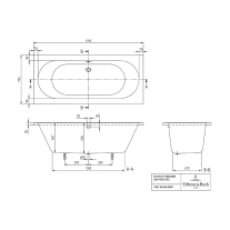  Cadă dreptunghiulară Villeroy & Boch O.Novo  180 x 80 cm, acril, alb