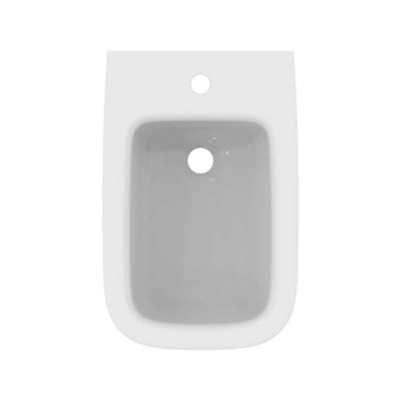 Bideu suspendat Ideal Standard i.life B, cu preaplin, 1 orificiu pentru baterie, 54 x 35,5 cm, alb