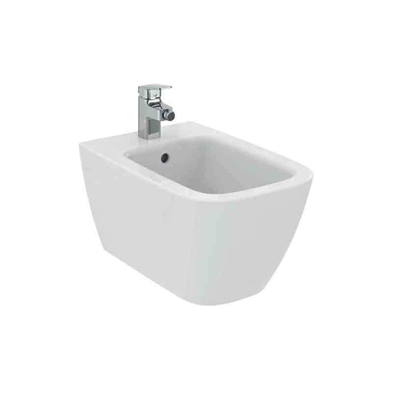 Bideu suspendat Ideal Standard i.life B, cu preaplin, 1 orificiu pentru baterie, 54 x 35,5 cm, alb