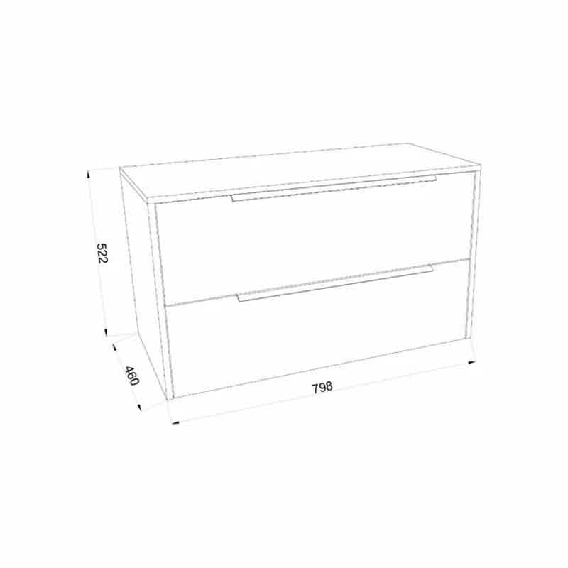 Mobilier suspendat pentru lavoar pe blat Fluminia Istria 80, front riflat, 80x46 cm, alb mat, mâner inox