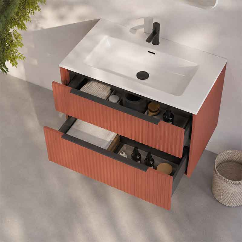 Sertare mobilier Fluminia Istria 80 mattone maner negru