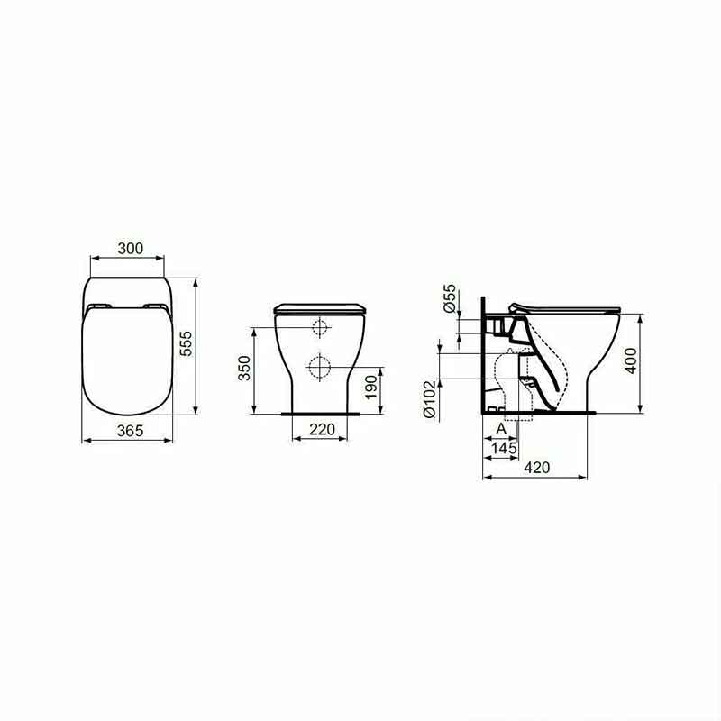 Vas WC stativ Ideal Standard, Tesi AquaBlade BTW, pentru rezervor încastrat, alb