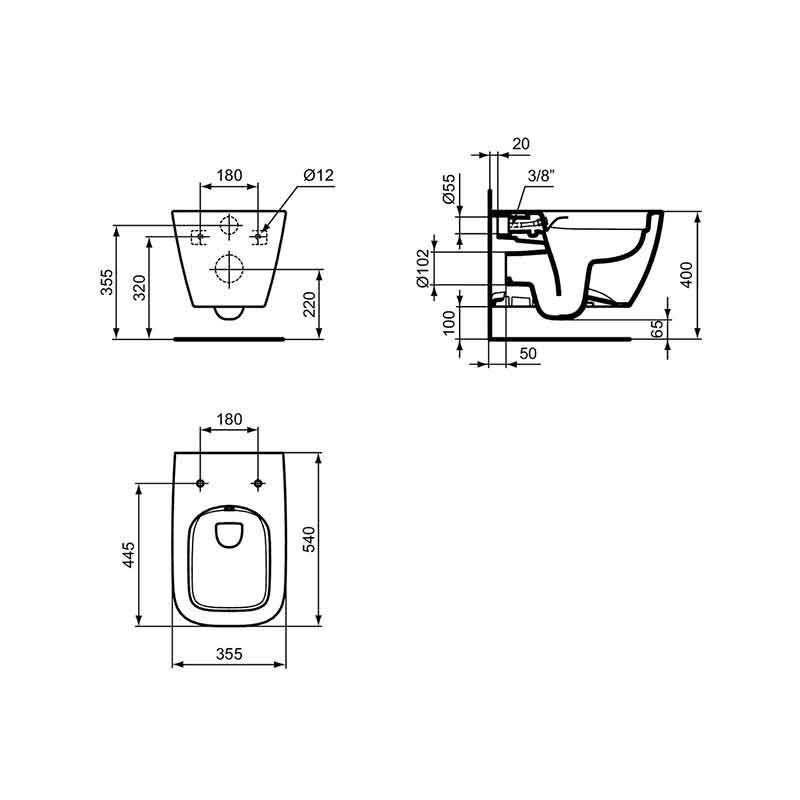 Vas WC suspendat cu funcție de bideu Ideal Standard I.Life B, alb