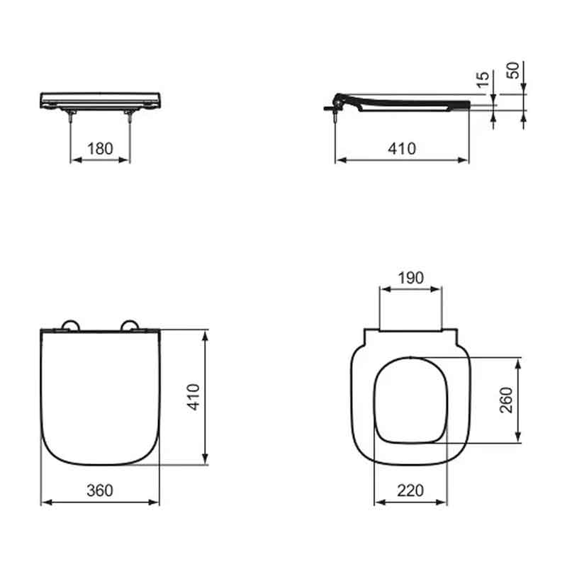 Capac WC Ideal Standard i.life S Slim SoftClose, duroplast, alb lucios, 36 x 41 cm