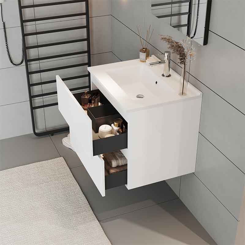 Mobilier suspendat pentru lavoar Fluminia Genova 60, front și laterale netede, 60x46 cm, alb lucios