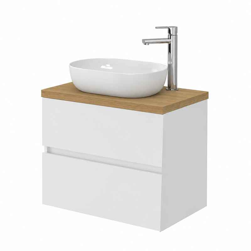 Mobilier suspendat pentru lavoar Fluminia Genova 60, front și laterale netede, 60x46 cm, alb lucios