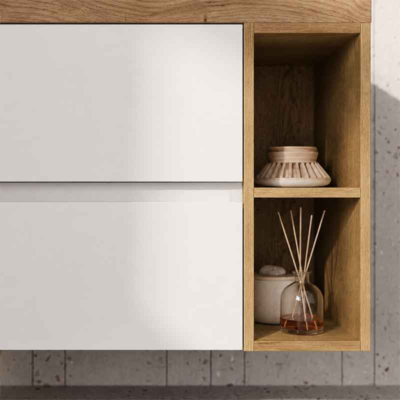 Mobilier suspendat pentru lavoar Fluminia Genova 80, front și laterale netede, 80x46 cm, alb lucios